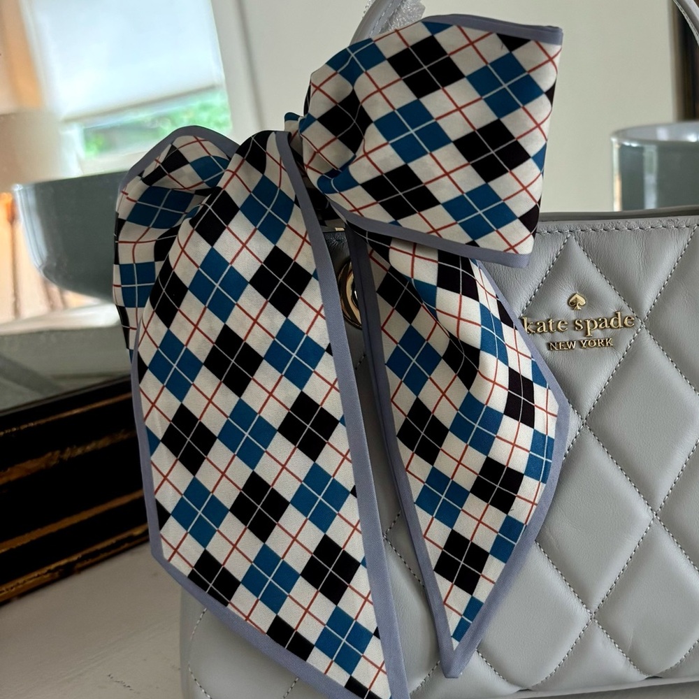 Argyle Ribbon Scarf - Choose Evergreen, Mocha, Red Wine, or Blue Thistle